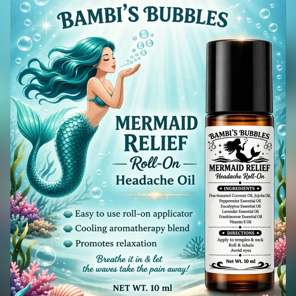 Bambi's Bubbles Mermaid Relief  Roll-On 10ml - Picture 2 of 5